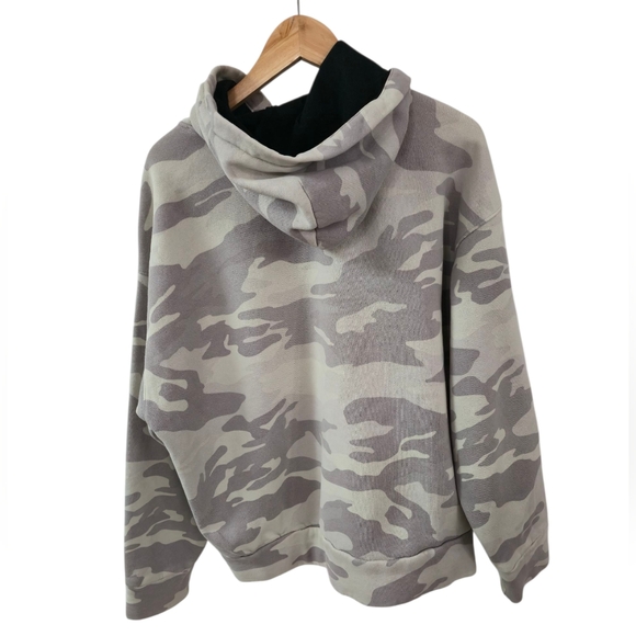Hollister Hooded Sweatshirt Camouflage Oversized Gray Size Large - Picture 4 of 14